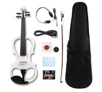 Vetimobato 16 Inch Electric Viola - Practice Silent Viola Solidwood Walnut with Maple Neck,Ebony Fittings, Metallic Coating,Case, Bow, Headphones,AUX Cable - Perfect for Beginner & Professional(White)
