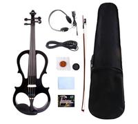 Vetimobato 16 Inch Electric Viola - Practice Silent Viola Solidwood Walnut with Maple Neck,Ebony Fittings, Metallic Coating,Case, Bow, Headphones,AUX Cable - Perfect for Beginner & Professional(Black)