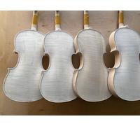 Vetimobato Handmade Unfinished Violin 4/4 Full Size Flame Maple Back Spruce Top White Violin Professional Luthier Violin (Onepiece Flame Maple)