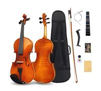 Vetimobato Violin 4/4 Full Set Fiddle Violin for Beginners Solid Wood Violins with Hard Case Violin Bow Shoulder Rest Violin Strings Flame Maple Spruce wood(4/4 Brown Triangle Case)