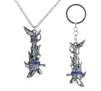 Vetin 2pcs Shark Necklace & Keyring, Arcane Jinx League of Legends Merch, Comic Con Fans Collection Cosplay Accessory & Gift for Gamers