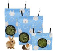 Vetin 4Pcs Rabbit Hay Feeder Set, Metal Hanging Rack with 250g Timothy Hay