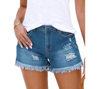Vetinee Demin Shorts Women Women's Cargo Shorts Ripped Denim Shorts Denim Cargo Shorts Women's Denim Shorts Women Denim Shorts Lapis Storm Size X-Large Fits UK Size 20 to UK Size 22