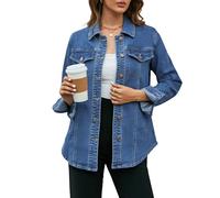 Vetinee Ladies Denim Jackets Plus Size Denim Jacket Classic Blue Size XX-Large Fits UK Size 24 to UK Size 26