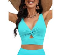 Vetinee Ladies Tankini Womens Swim Top Bikini Women Blue Bikini Bikini Top for Bigger Bust Ladies Bikini Aqua Blue Size Large Fits UK Size 16 to UK Size 18