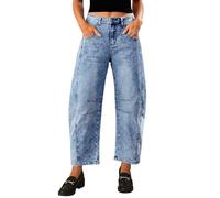 Vetinee Stretchy High Waist Tummy Control Y2K Reef Blue Jeans - Size Small (UK 8-10)