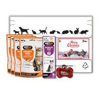 VETIQ Christmas Variety Pack for Cats & Kittens - Hairball Relief Bites & Nutri-Vit Plus Paste - High-Calorie Vitamin Supplement & Hairball Treats - Festive Pet Gift Set for Cat
