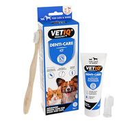 VETIQ Denti-Care Kit for Dogs 2+ Months & Cats 3+ Months Contains a Enzymatic Toothpaste to Help Fight Tartar & Reduce Dental Plaque, a Bamboo Toothbrush & a Silicone Finger Sleeve, 70 g (Pack of 1)