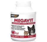 VetIQ MegaVit, 30 Tablets, Dog Vitamins and Supplements To Maintain Overall Health, Vitality, and Well-Being, Cat & Dog Multivitamins For Illness Recovery, Vitamins For Dogs & Cats with B Vitamins