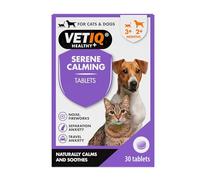 VETIQ Serene Calming Cat & Dog Anxiety Tablets x 30 | Natural Formula Calms Hyperactive or Nervous Pets During Fireworks, Travel & Stress. No Sedative Effect