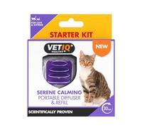 VETIQ Serene Calming Cat & Kitten Portable Anxiety Diffuser & Refill (6ml) | Plug-Free Pheromone Diffuser Eases Separation Anxiety & Hyperactivity. Covers 65m². Lasts 30 Days, No Sedative