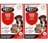 VETIQ Stool Firm Tablets For Cats & Dogs, Contains Kaolin, Pectin & Pumpkin to Help Improve Stool Firmness & Aids Intestinal Health, 45 Tablets (Pack of 2)