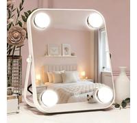 VETIVAGE Portable Lighted Makeup Mirror with 3-Color Dimmable LED Touch Control 25.4 x 23 cm Vanity Mirror for Travel/Dressing Room