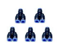 VETLEY Pneumatic PY Series 8MM Tube OD Y Spliter Fittings Tube Push Fit Fittings Tube Fittings Push Lock,Blue Plastic Push to Connect PY-8(Pack of 5)