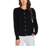 VETLURY 100% Merino Wool Button Cardigan Women UK Lightweight Cozy Sweater | Real Shell Buttons,Soft,Classic,Elegance,Spring Layer,Warm,Knitted,Fall Winter