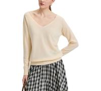 VETLURY 100% Merino Wool Reversible V & U Neck Jumper for Women UK | Lightweight,2-Way,Off-Shoulder,Sweater,Top,Knitwear,Fine-Knit,Casual,Oversized,Long-Sleeve,Soft,Autumn,Winter