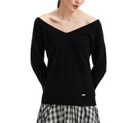 VETLURY 100% Merino Wool Reversible V & U Neck Jumper for Women UK | Lightweight,2-Way,Off-Shoulder,Sweater,Top,Knitwear,Fine-Knit,Casual,Oversized,Long-Sleeve,Soft,Autumn,Winter
