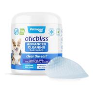 Vetnique Labs Oticbliss Dog Ear Cleaning Wipes with Odor Control, Dog Ear Cleaning Solution and Itch Relief Reduces Head Shaking for Dogs & Cats - Clear The Ear 100ct Ear Wipes for Dogs