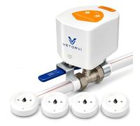 VETORVI Smart Water Leak Detector and Automatic Shutoff Valve Kit with 4 Water Leak Sensors