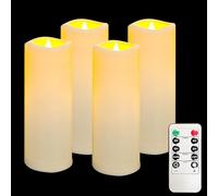 VETOUR LED Flameless Candles of 4 Pieces, Waterproof Battery Operated Flickering Candle for Outdoor Use with Timer Remote Control for Balconies, Outdoor Lanterns, Indoor Birthdays, Christmas