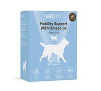 Vetpro Mobility Support with Omega-3s Supplement Capsules for Cats and Dogs | 90 x Capsules | Fast Acting to Sooth Stiff Joints and Aid Mobility & Flexibility