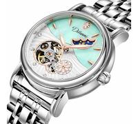 Vetra Womens Automatic Watches Luxury Skeleton Diamond Ladies Watch Moon Phase Mechanical Self Winding Waterproof Luminous Stainless Steel Two Tone Dress Wrist Watch Gift for Women, 6023:Silver