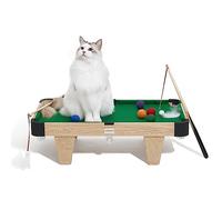 VETRESKA 4 in 1 Cat Toys Mini Pool Table for Cats,Cat Feather Wand Toy Cat Billiard Ball Puzzle Toy,Cat Tree Pool Table Tower with Scratching Post,Cat Interactive Exercise Play Rest Beds & Furniture