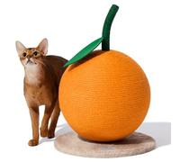 VETRESKA Orange Cat Scratching Post, Cute Cat Scratcher with Sisal Rope, Vertical Cat Scratch Post for Indoor Cat and Kitten, Cat Scratching Ball