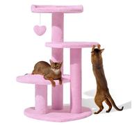 VETRESKA Pink Cat Tree for Indoor Cats, 40 Inch Multi-Level Cat Tower with Sisal Scratching Posts, Cute Cat Climbing Tree, Cat Activity Centre with Dangling Toy
