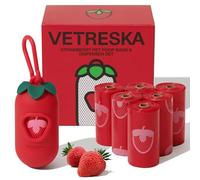 VETRESKA Valentine's Day Dog Poo Bags with Dispenser - 105 Extra Thick Leak Proof & Strawberry Scented Pet Waste Bags Refill Rolls (7 Rolls) | Strong Poop Bags for Dog Walking, Cat Litter, Puppy, Red
