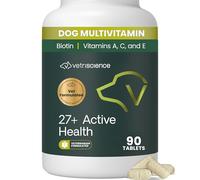 Vetri-Science Laboratories VETRISCIENCE Canine Plus MultiVitamin for Dogs - Vet Recommended Vitamin Supplement - Supports Mood, Skin, Coat, Liver Function, 90 Tablets