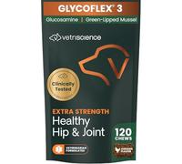 VetriScience Extra Strength Healthy Hip & Joint Chews, GlycoFlex 3, Glucosamine, Green-Lipped Mussel, Joint Support Supplement for Dogs, Promote Mobility & Soothe Joint Discomfort, Chicken, 120 Count