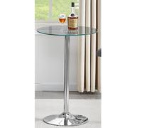 vetro round clear glass top bar table with chrome base