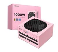 Vetroo 1000W Pink Power Supply ATX 3.1 Ready Dual PCIe 5.1, 80 Plus Gold Full Modular, Eco Mode with 120mm FDB Fan, Compact Size, 10 Year Warranty for Gaming PC