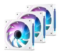 Vetroo L120 3-Pack 120 mm ARGB Case Fan with Infinite Mirror Design & PWM Smart Control, Hydraulic bearing, Nine Blades Design & 8 Rubber Pads for Low-Noise Operation - White