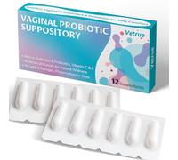 vetrue Vaginal Probiotic Suppository, Feminine Health for Comfort, pH Balance, Odor Control - Prebiotic & Probiotic Strains Support for Healthy Vaginal Flora, Moisturizer for Intimate Dryness(12pcs)