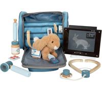 small foot vet's bag with rabbit, play set with extensive wooden accessories, with carry bag and plush rabbit, for children aged 3 and above, 12737