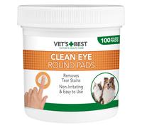 Vet's Best Clean Eye Round Pads - 100 Pack - Gentle Pet Eye Cleaner - Cat & Dog