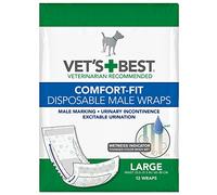 Vet's Best Comfort Fit Disposable Male Dog Diapers | Absorbent Male Wraps with Leak Proof Fit | Large 12 Pack