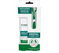 VET'S BEST Dog Triple Headed Toothbrush & Dental Gel Toothpaste Kit