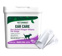 Vet's Best Ear Relief Finger Wipes | Ear Cleansing Finger Wipes for Dogs | Sooths & Deodorizes | 50 Disposable Wipes