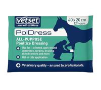 VetSet PolDress Horse Hoof Poultice | Vet-Approved Hoof & Wound Dressing for Horses | Treats Abscess, Swelling, Infection | Hot, Cold, or Dry Use | 40cm x 20cm Pad