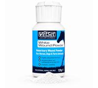 VetSet Wound Powder 125g | Traditional Veterinary Wound Powder for Horses, Dogs & Farm Animals | Highly Absorbent Formula with Antimicrobial & Antibacterial Properties (White)