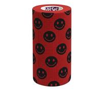 VetSet WrapTec Vet Wrap Cohesive Bandage Rolls 100mm, Smiley Red