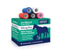 VetSet WrapTec Vet Wrap Cohesive Bandage Rolls 50mm, 24 Pack Assorted