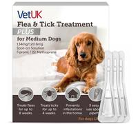 VetUK Flea & Tick Treatment Plus for Medium Dogs 10-20kg 3 Pipettes