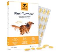 Vetvits by Healthspan Flexi-Turmeric For Dogs (120 Tablets) | Joint Support for Active Dogs | Vitamin C & Brewers’ Yeast | 400mg High-Grade Turmeric | Easy to Crumble on Food | Pet Health