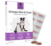 Vetvits Omega Skin & Coat For Cats & Dogs (120 Capsules) | Beef Flavoured | Shinier Coat, Healthier Pet | Omega 3 and 6 Blend | Supports Skin, Coat, Joints, Brain and Heart