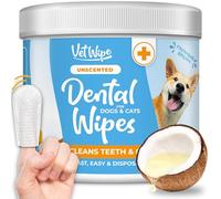 VetWipe Dog Teeth Cleaning Finger Wipes - Easy Dog Dental Care Toothbrush and Tooth Brushing Kit, Freshen Bad Breath, Reduces Plaque - 50 Count