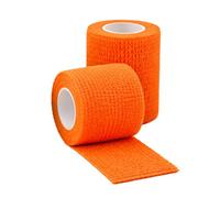 Vetwrap Fluorescent Cohesive Bandage, Self-Adhering, 90% Non-Woven Fabric and 10% Spandex, 5 cm & 7.5 cm Widths, for Veterinary, Sports, and First Aid Use (Fluorescent Orange, 5cm x 4.5m)